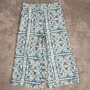 Joie Women's XL Linen Wide Leg Pull On Pants Tropical Resortwear Cottage Cruise